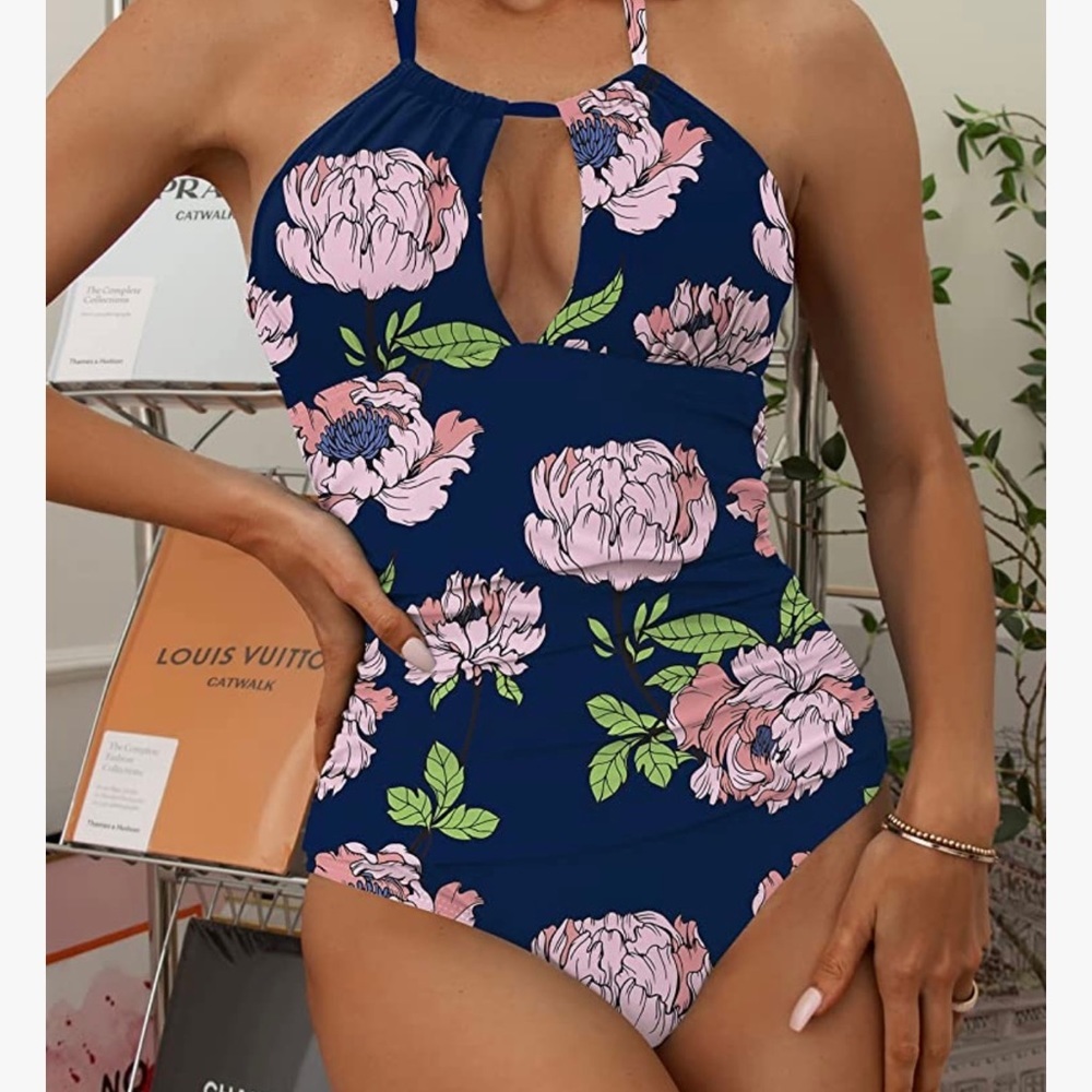 B2prity Women's Slimming One Piece Swimsuit Tummy Control Halter Retro M…